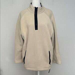 Banana Republic Fleece Quarter Zip Jacket Beige Size Large